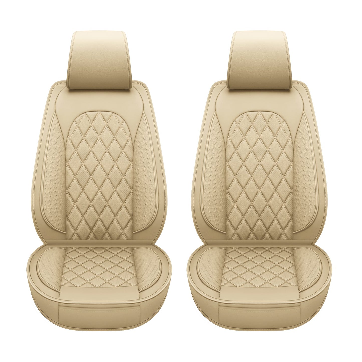 LINGVIDO Waterproof Faux Leather Automotive Seat Covers, Sport Cushion Protector for Cars & SUV Trucks Universal Fit Carseat Protector (Front only, Beige)