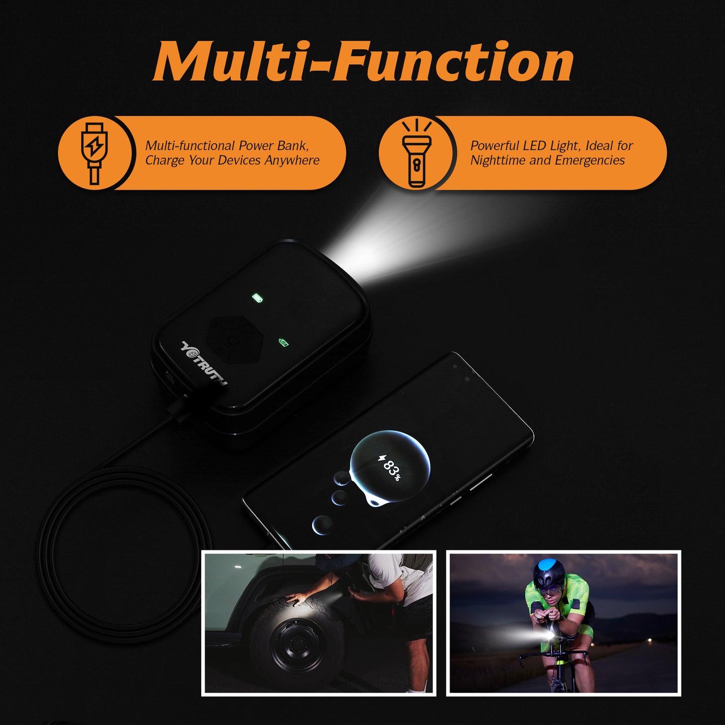 Tire Inflator Portable Air Compressor 150PSI,Fast Inflation, Auto Shutoff, Digital Pressure Gauge, LED Light - Pump for Car, Motorcycle, Bike, Ball