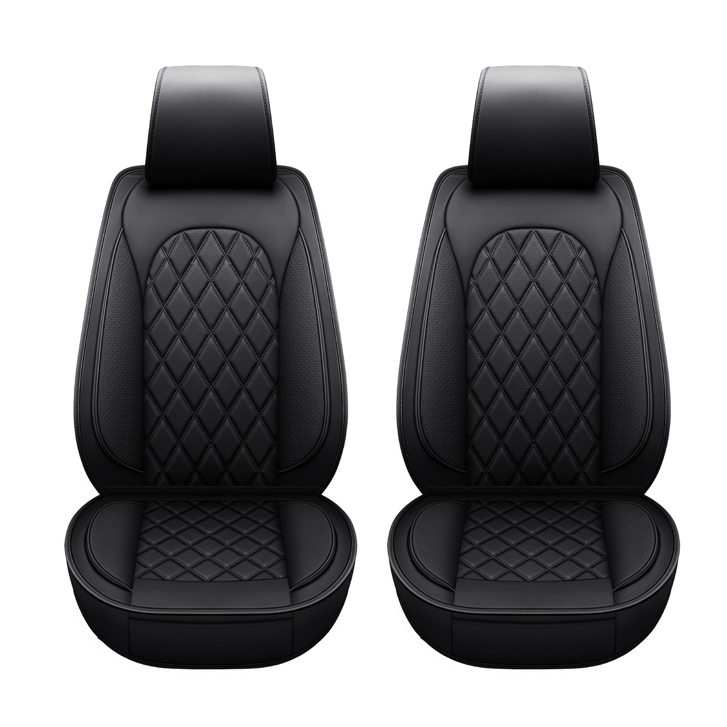 LINGVIDO Breathable and Waterproof Faux Leather Automotive Seat Covers for Cars SUV Pick-up Truck Sedan,Universal Anti-Slip Driver Seat Cover Accessories with Backrest (Full Set, Black)