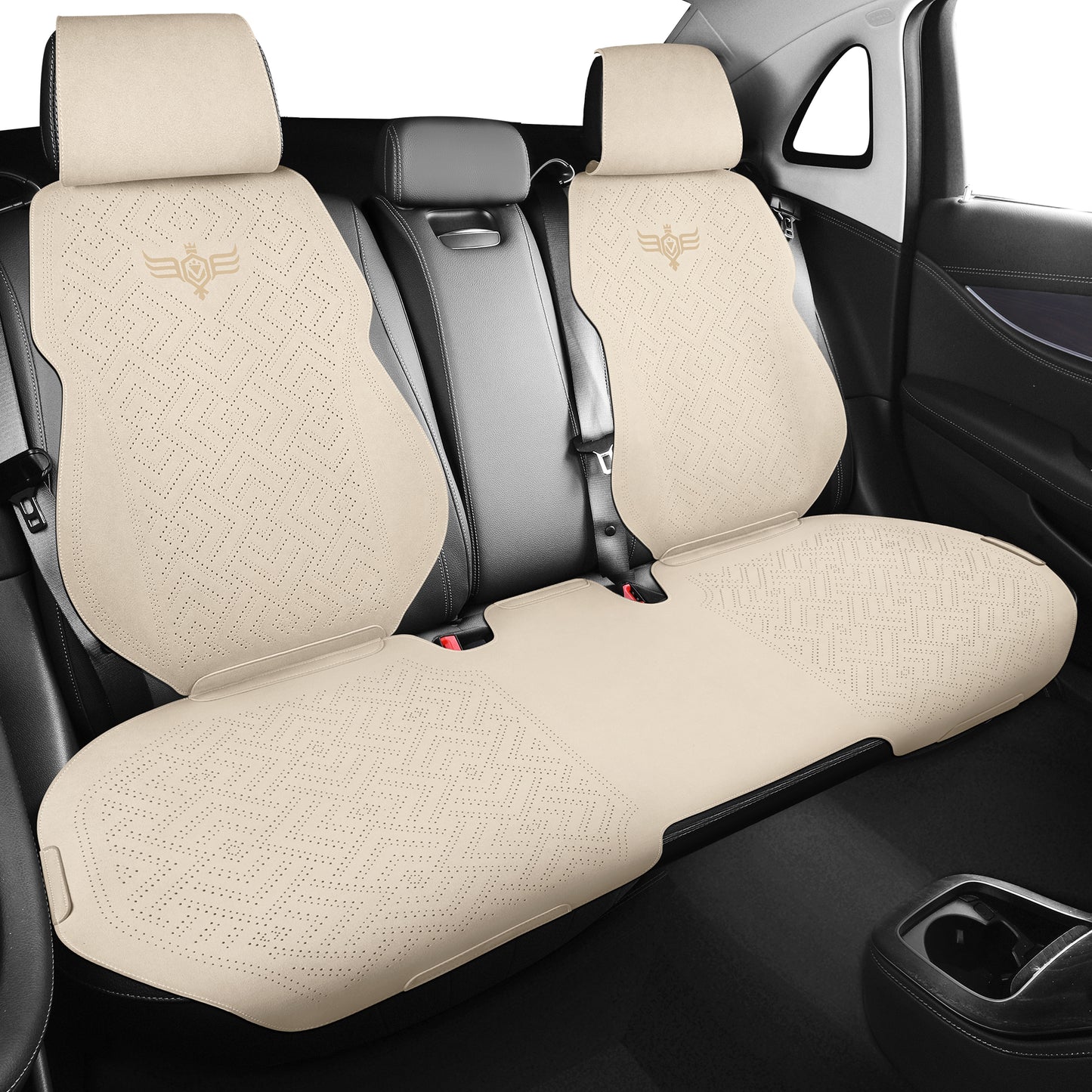 LINGVIDO Beige Car Seat Cover - Full Set of Leather Seat Covers for Cars & Trucks - Automotive Seat Covers & Accessories for Interior Protection