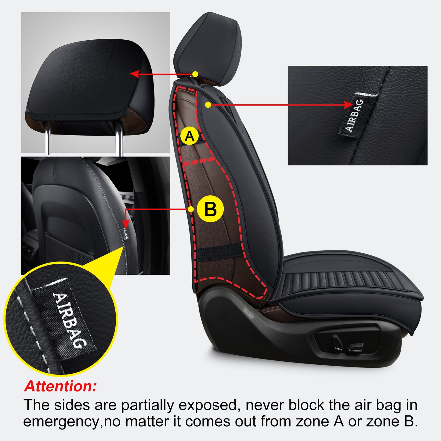 LINGVIDO Universal Fit Leather Car Seat Cover Set(Black, 5PCS FULL set) - Breathable Front & Back Seat Covers for Cars, SUVs & Trucks - Full Set of Automotive Seat Covers for Toyota Corolla, Honda Civic & Tacoma.