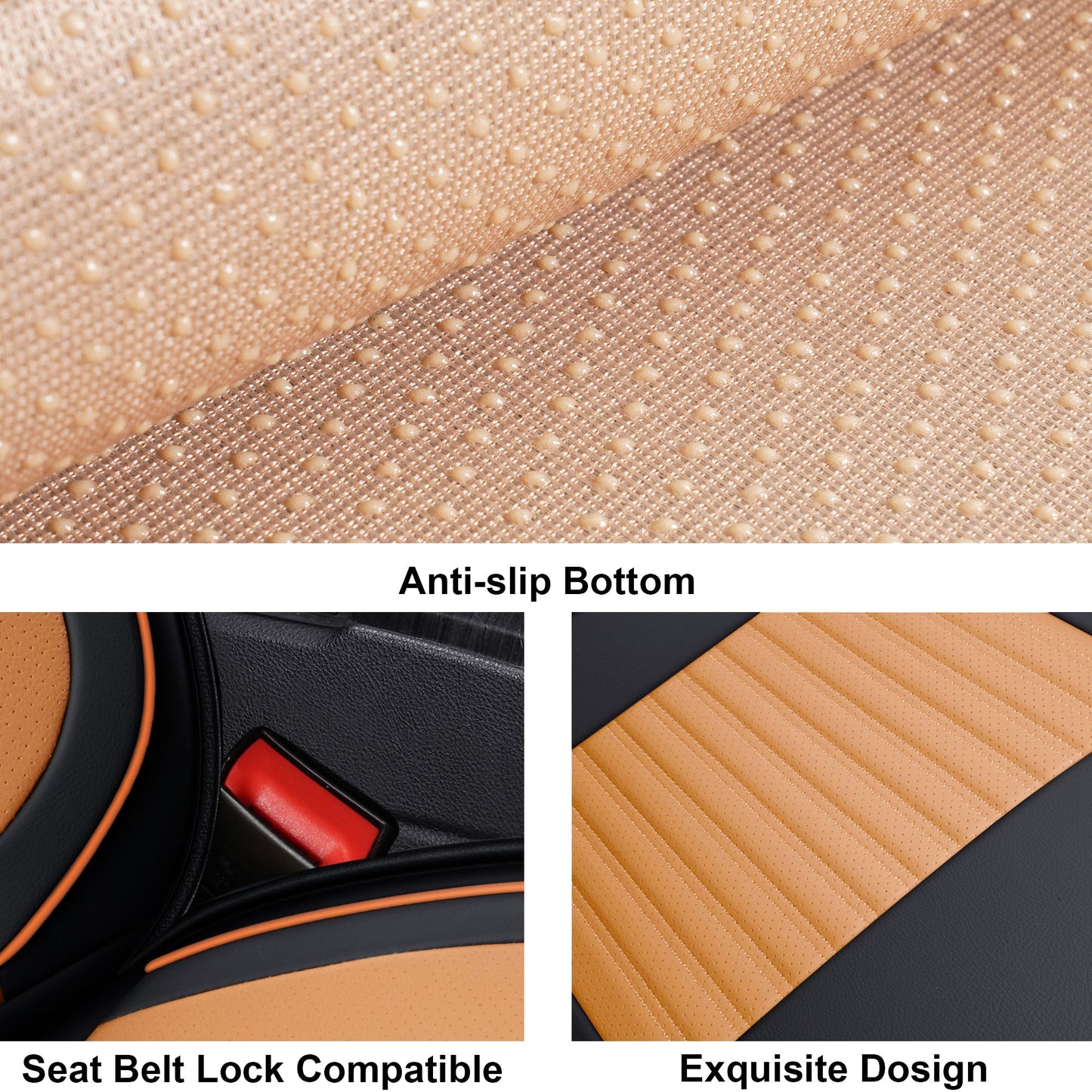 LINGVIDO Universal Car Seat Cover, Breathable and Waterproof Faux Leather Automotive Seat Covers for Cars SUV Sedan (Front seat, Brone & Black)