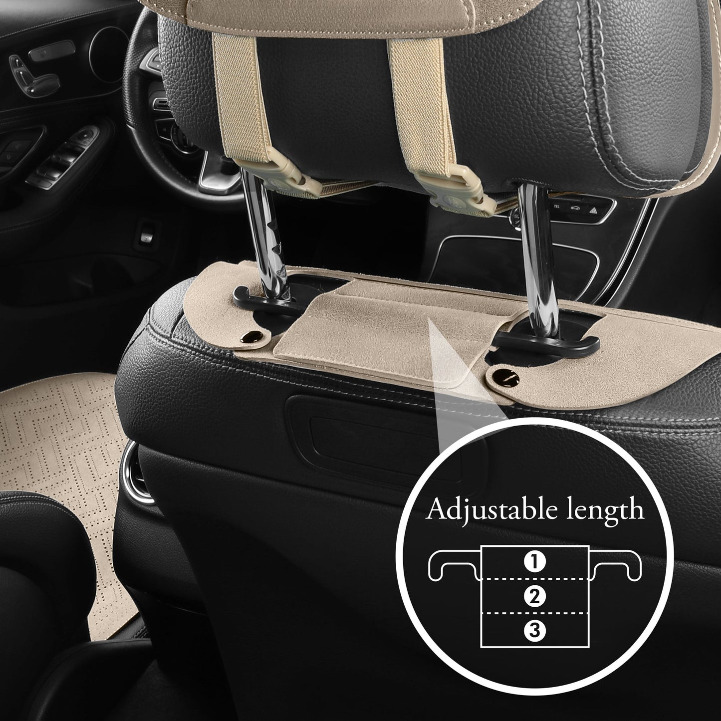 LINGVIDO Beige Car Seat Cover - Front Set of Leather Seat Covers for Cars & Trucks - Automotive Seat Covers & Accessories for Interior Protection