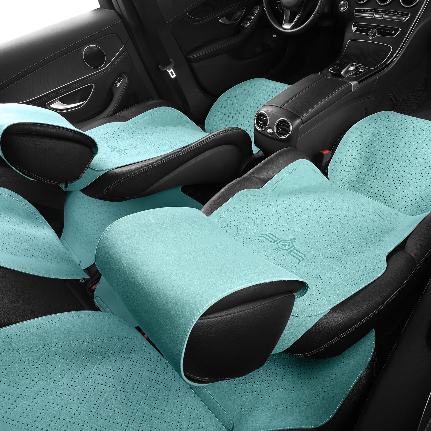 LINGVIDO Tiffany Blue Car Seat Cover - Full Set of Leather Seat Covers for Cars & Trucks - Automotive Seat Covers & Accessories for Interior Protection