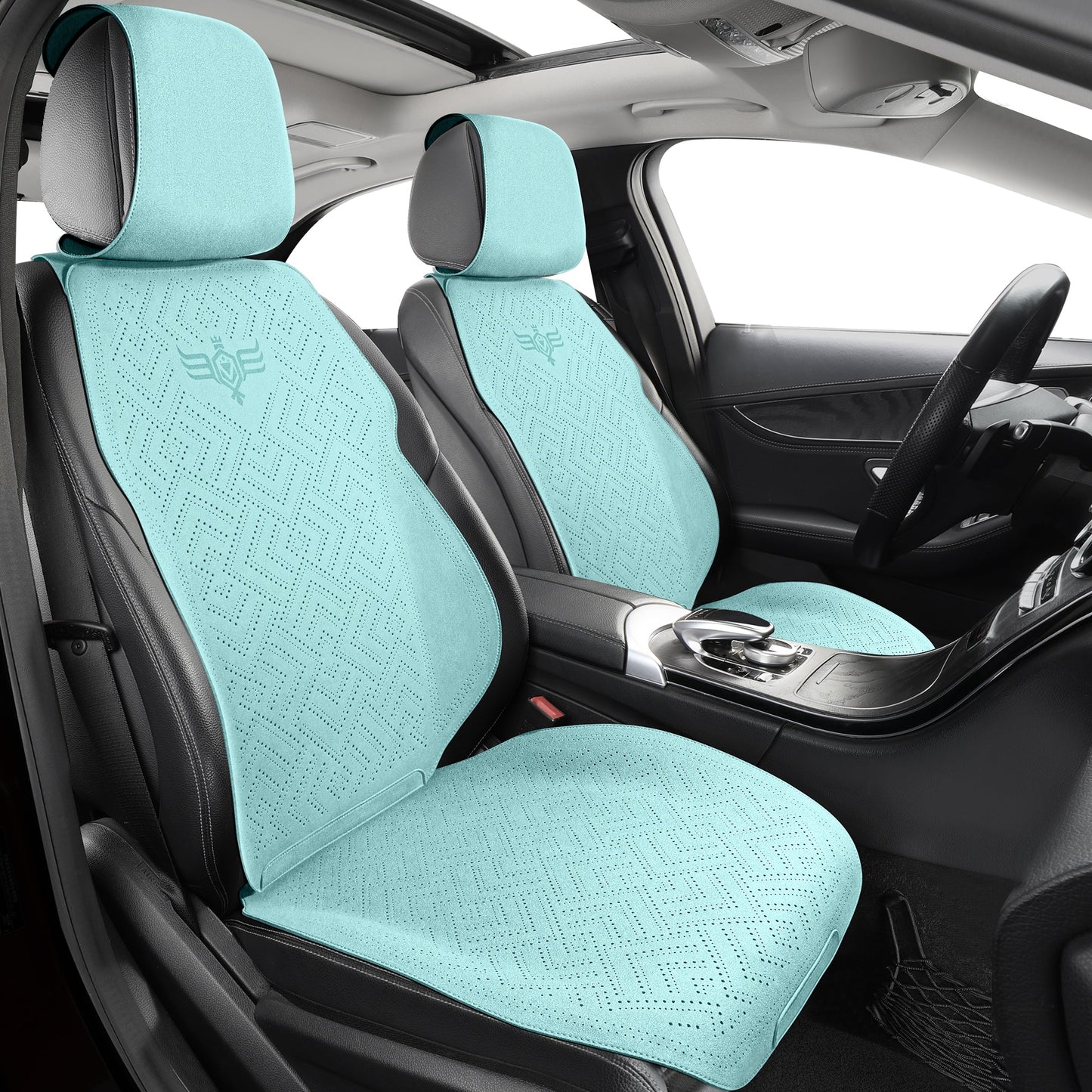 LINGVIDO Tiffany Blue Car Seat Cover - Front Set of Leather Seat Covers for Cars & Trucks - Automotive Seat Covers & Accessories for Interior Protection