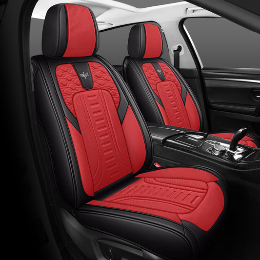 LINGVIDO Black_RED Car Seat Covers - Full Set of Leather Interior Covers for Cars, Trucks & SUVs. Rear Seat Cover Included. Automotive Accessories