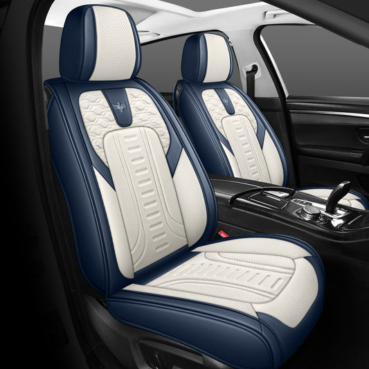 LINGVIDO Blue_White Car Seat Covers - Full Set of Leather Interior Covers for Cars, Trucks & SUVs. Rear Seat Cover Included. Automotive Accessories