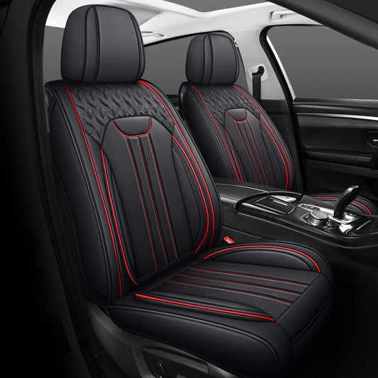 LINGVIDO Black & Redline Car Seat Cover - Front Set Interior Coverage with Leather Seat Covers for Cars, Trucks & SUVs - Automotive Seat Covers & Accessories.