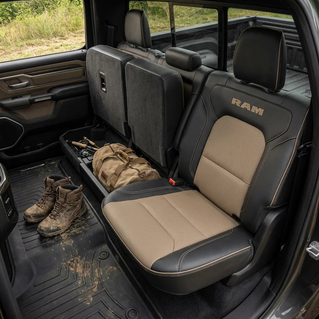Dodge Ram 1500 Crew Cab 60/40 Split Seat Cover Detail - Functional Fit