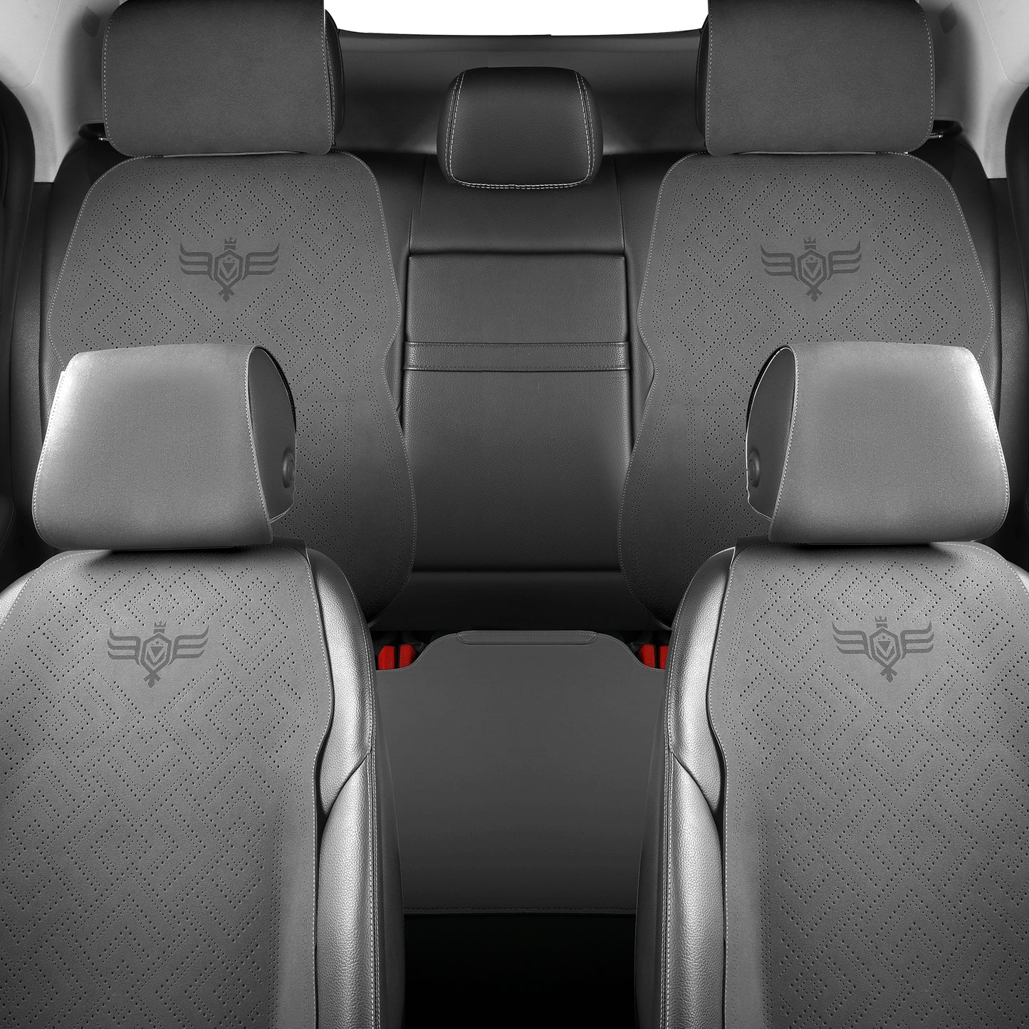 LINGVIDO Gray Car Seat Cover - Full Set of Leather Seat Covers for Cars & Trucks - Automotive Seat Covers & Accessories for Interior Protection