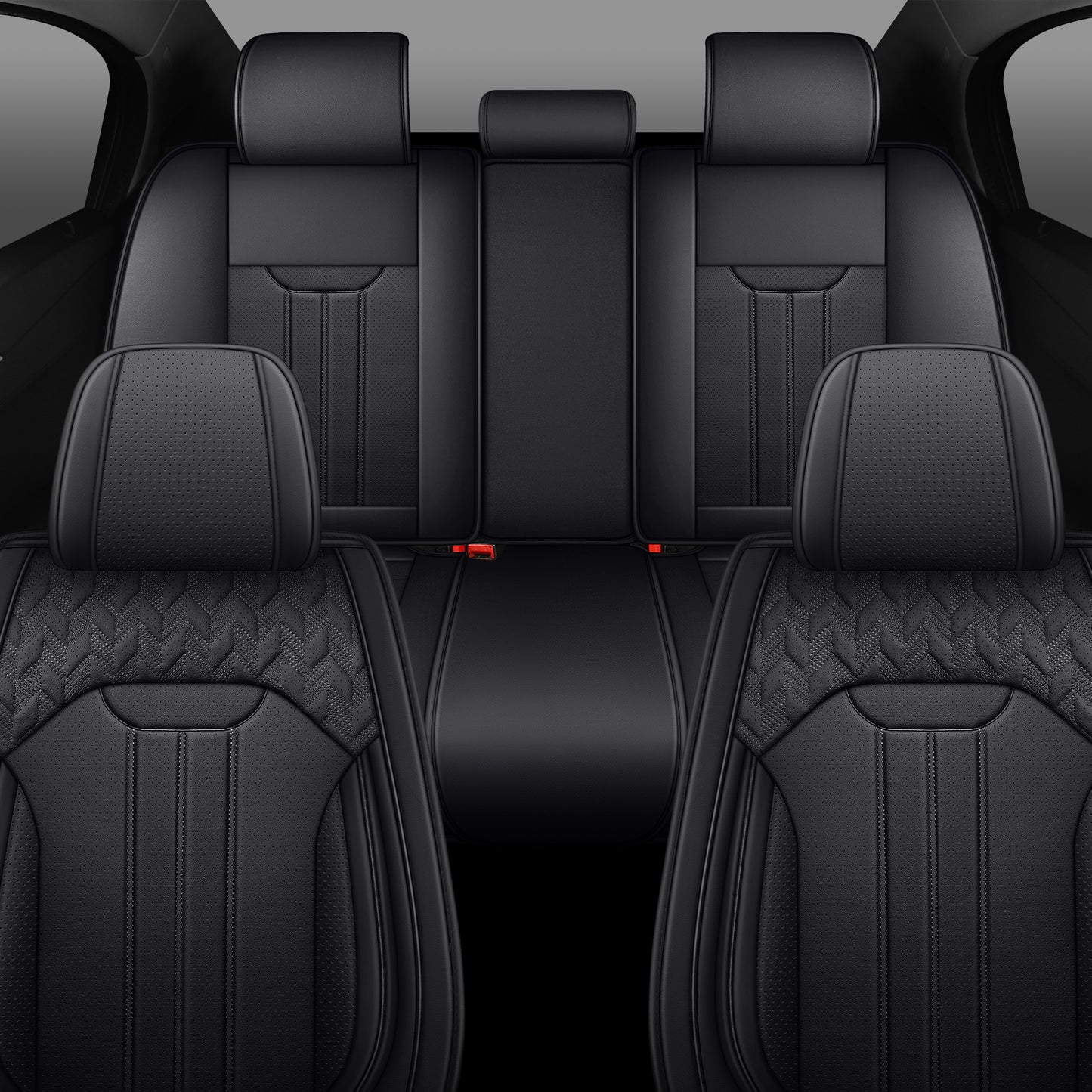 LINGVIDO Waterproof Breathable Faux Leather Automotive Seat Covers, Anti-Slip Interior Covers Universal Fit Most Cars Sedans Trucks SUVs (Full Seat,Black)